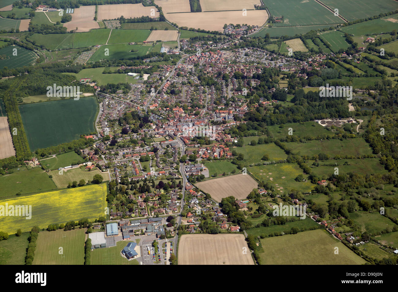 Luftaufnahme des Dorfes Reepham in Norfolk, Großbritannien Stockfoto