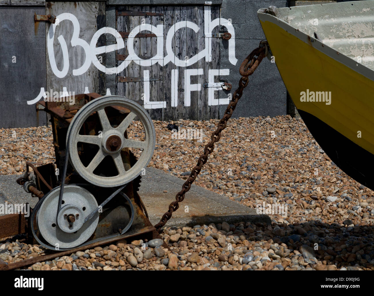 Strandleben: Schild am Strand von Brighton Stockfoto