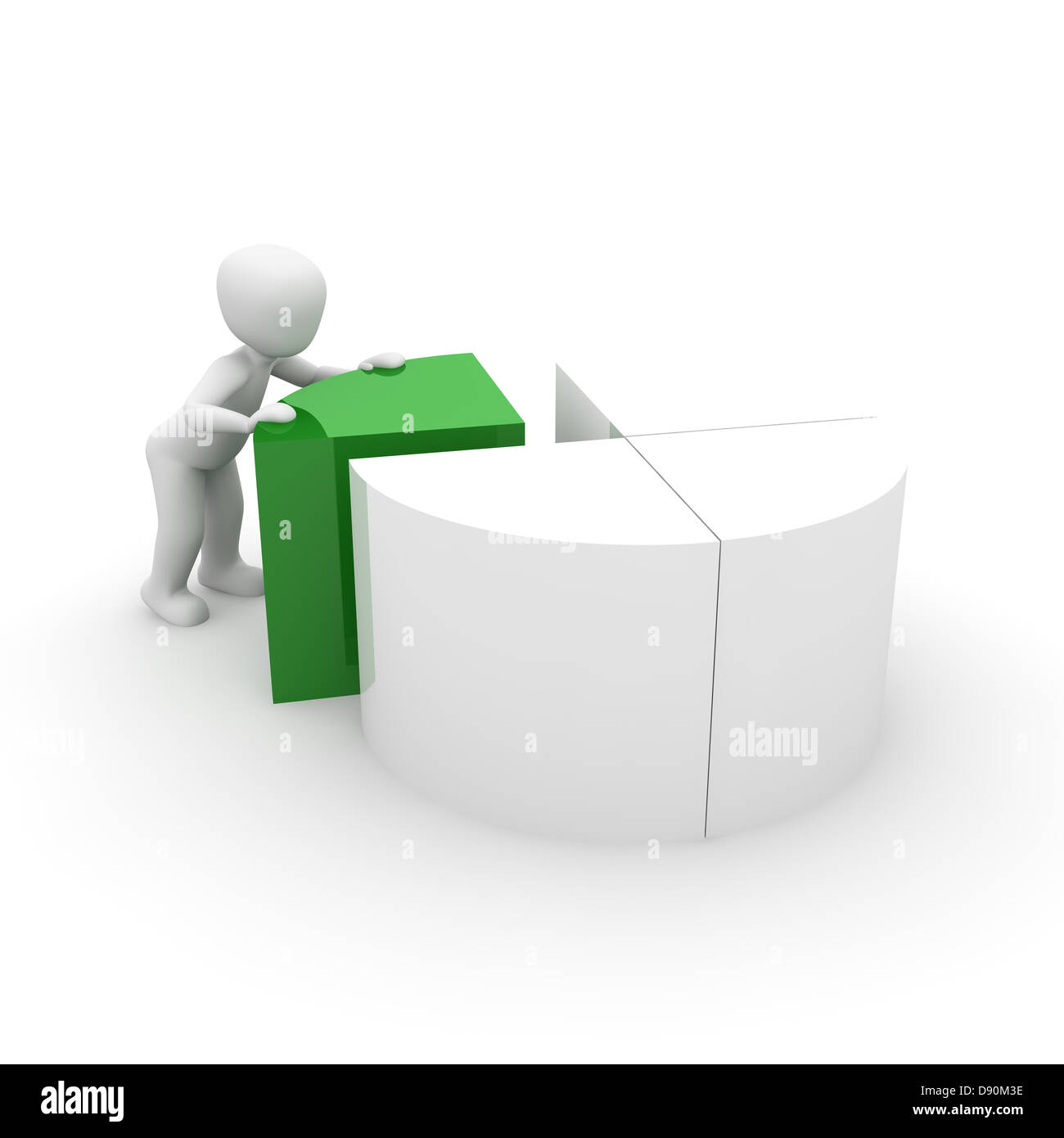 Ein Zeichen ist ein Kreis-Diagramm zusammen wo eine Viertel grün ist. Stockfoto