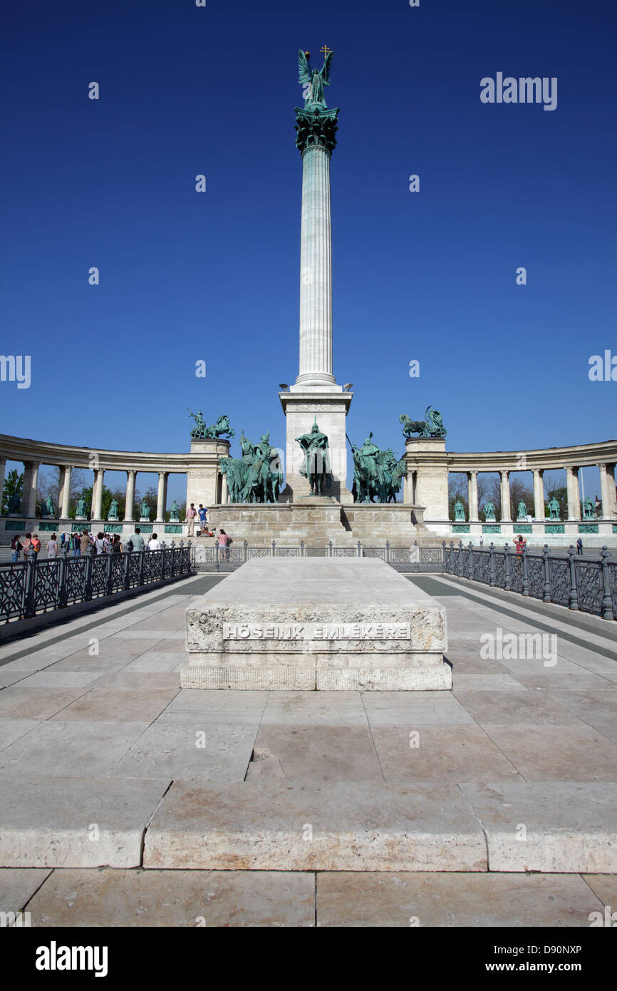 Heldenplatz und Millennium Memorial Denkmal, Budapest, Ungarn Stockfoto