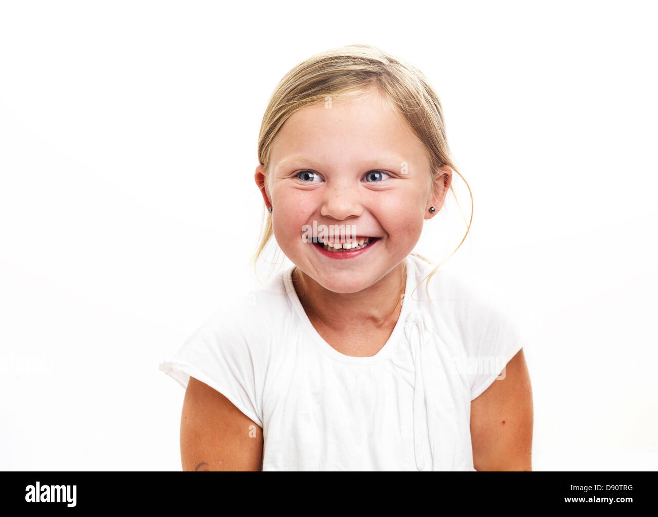 Porträt eines lächelnden Mädchens wegsehen, Studioaufnahme Stockfoto