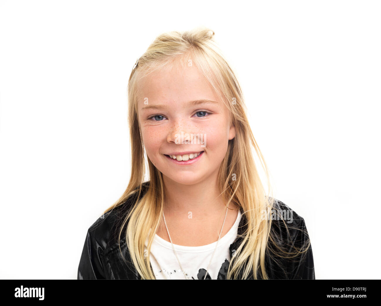 Porträt eines lächelnden Mädchens. Studio gedreht. Stockfoto