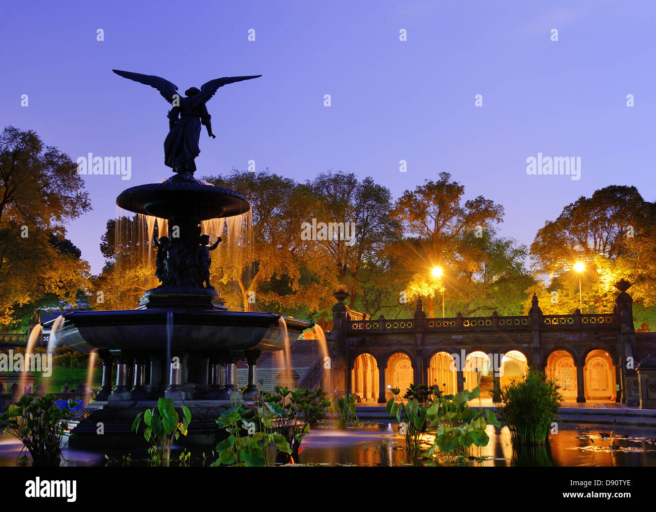 Bethesda Terrasse und Brunnen in New York City. Stockfoto
