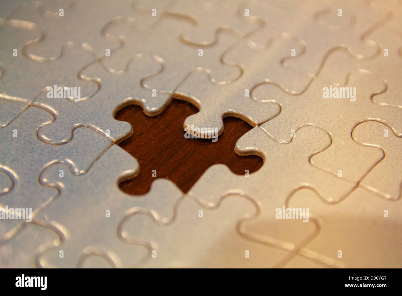 Jigsaw Puzzle mit Stück fehlt Stockfoto