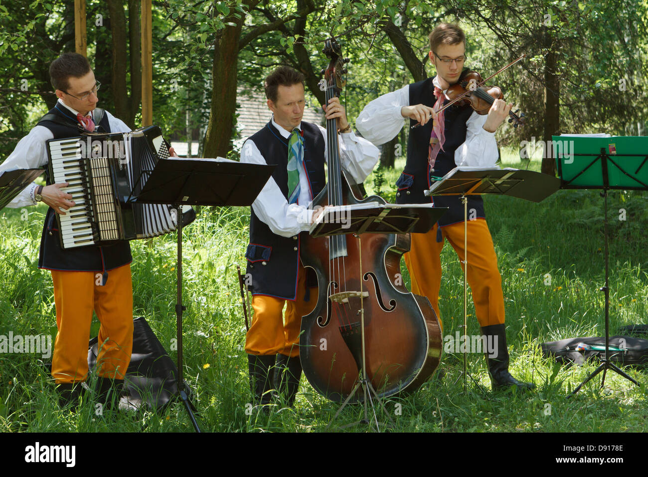 Folk-Musiker beim Konzert im oberen schlesischen ethnographische Park. Chorzow/Kattowitz, Polen. Stockfoto