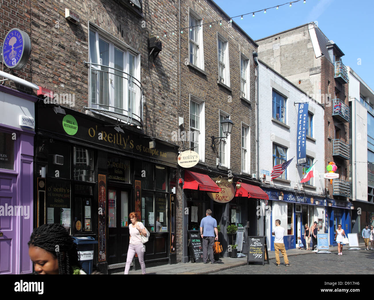 Sommertag Temple Bar, Dublin Rive Gauche Viertel, Irland Stockfoto