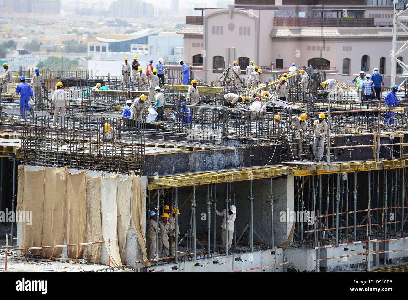 Dubai, Bauindustrie, Bau Arbeiten durchgeführt, in der Stadt von Dubai, Vereinigte Arabische Emirate Stockfoto