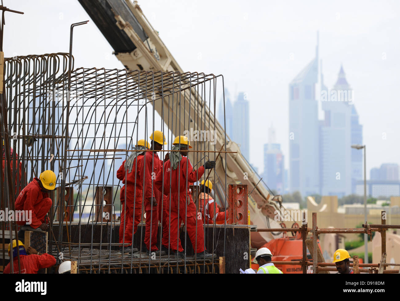 Dubai, Bauindustrie, Bau Arbeiten durchgeführt, in der Stadt von Dubai, Vereinigte Arabische Emirate Stockfoto