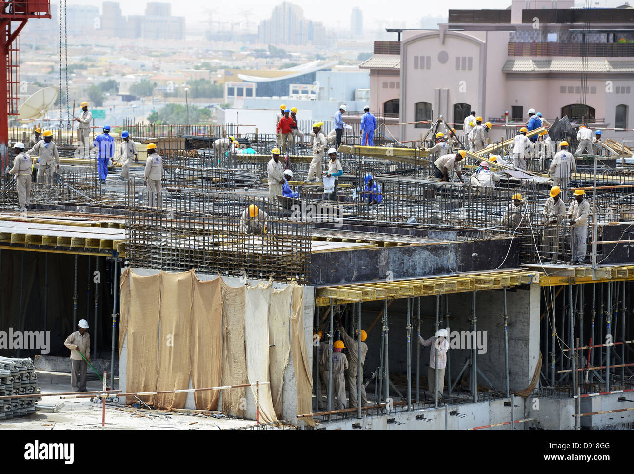 Dubai, Bauindustrie, Bau Arbeiten durchgeführt, in der Stadt von Dubai, Vereinigte Arabische Emirate Stockfoto