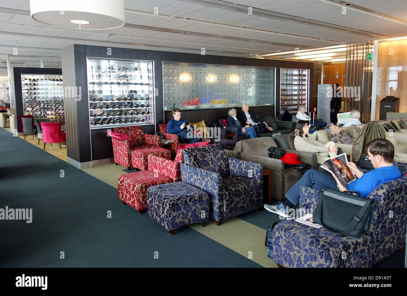 BA-Gold Lounge, British Airways Gold Mitglieder-Lounge am Flughafen Heathrow, London, England, UK Stockfoto