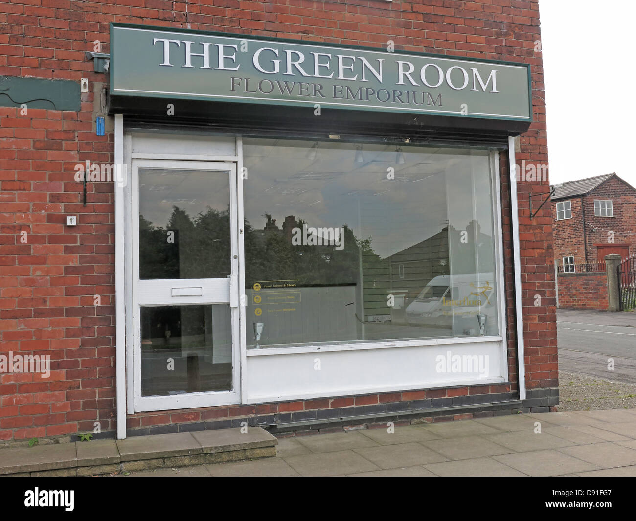 Das grüne Zimmer Flower Shop Knutsford Rd Road, Grappenhall geschlossen eines anderen Unternehmens aufgrund der Rezession Stockfoto