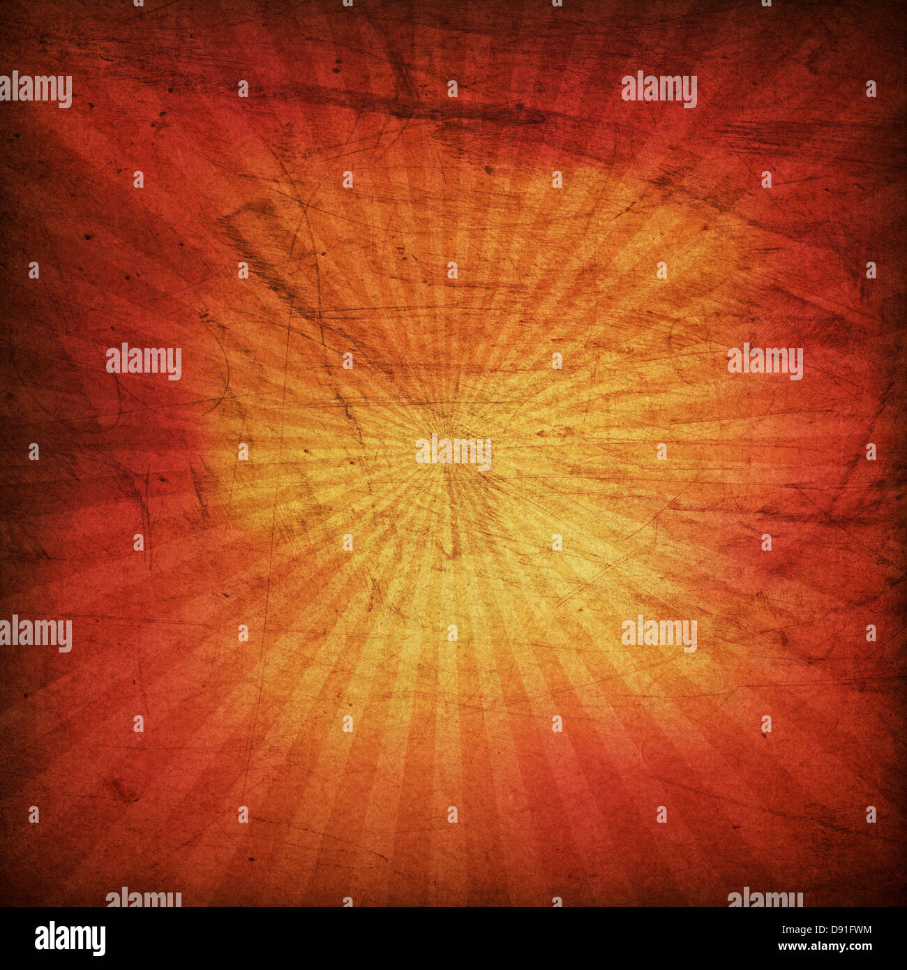 Grunge Hintergrund rote Sunburst. Stockfoto