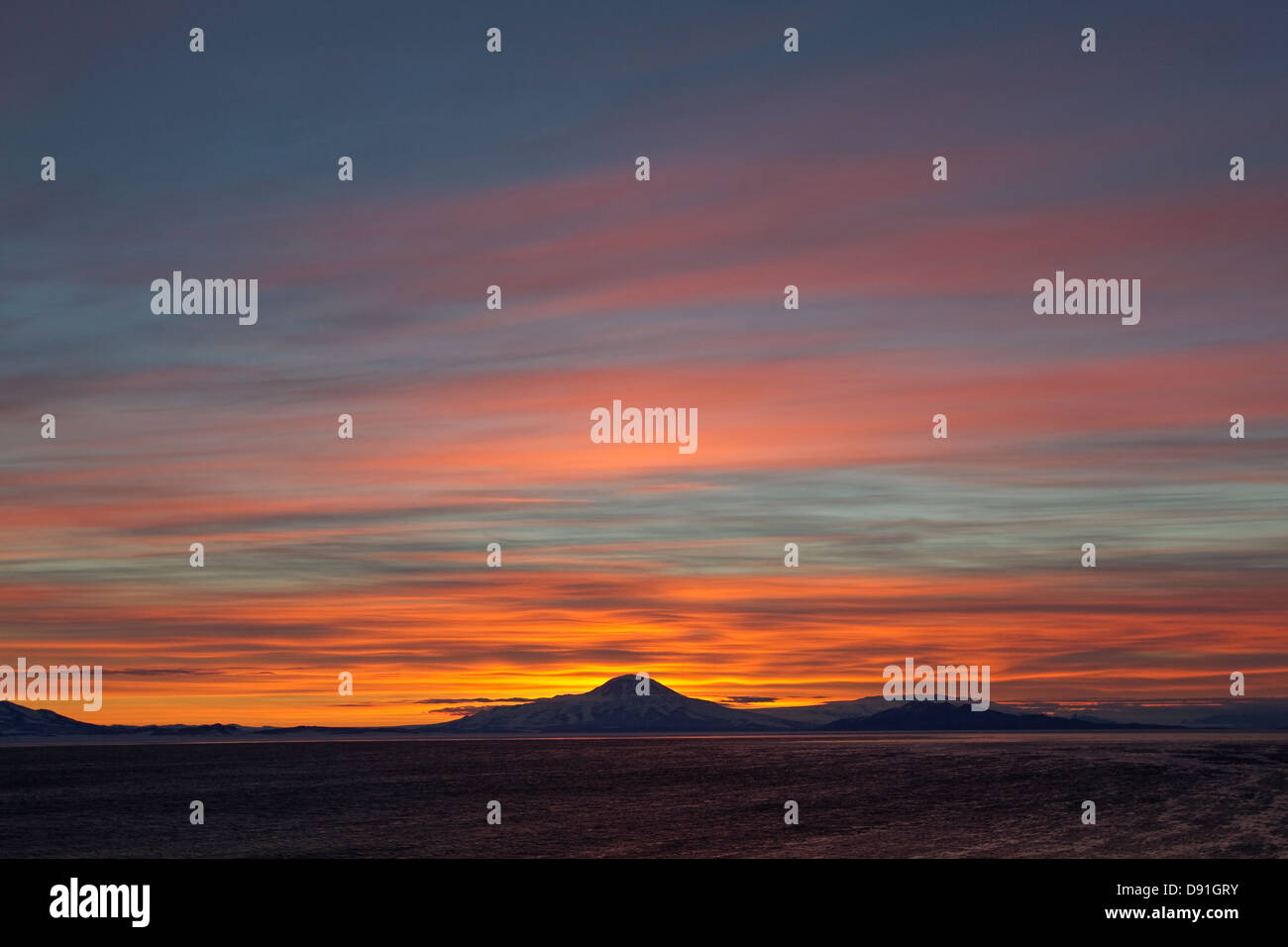 Antarktis, Mount Discovery, Ross-Meer, Sonnenuntergang Stockfoto