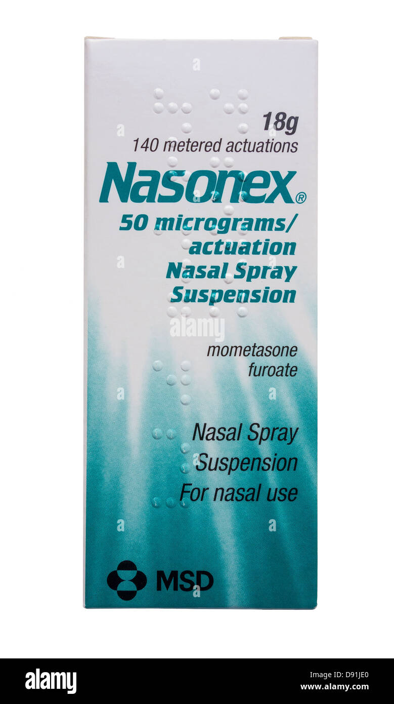 Nasonex Nasal Spray Mometason Furoate Ausschneiden Stockfoto