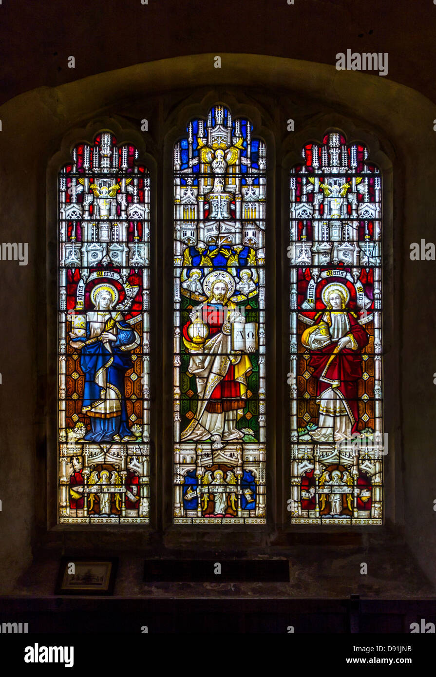 Chiddingstone Kirche St. Marys Fleck Glas Fenster Stockfoto