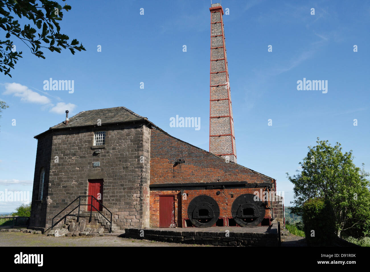 Middleton Top Winding Engine House, stillgediente Cromford- und High Peak-Eisenbahn, Derbyshire England, Großbritannien. Erhaltenes Industriegebäude, geplantes Denkmal Stockfoto