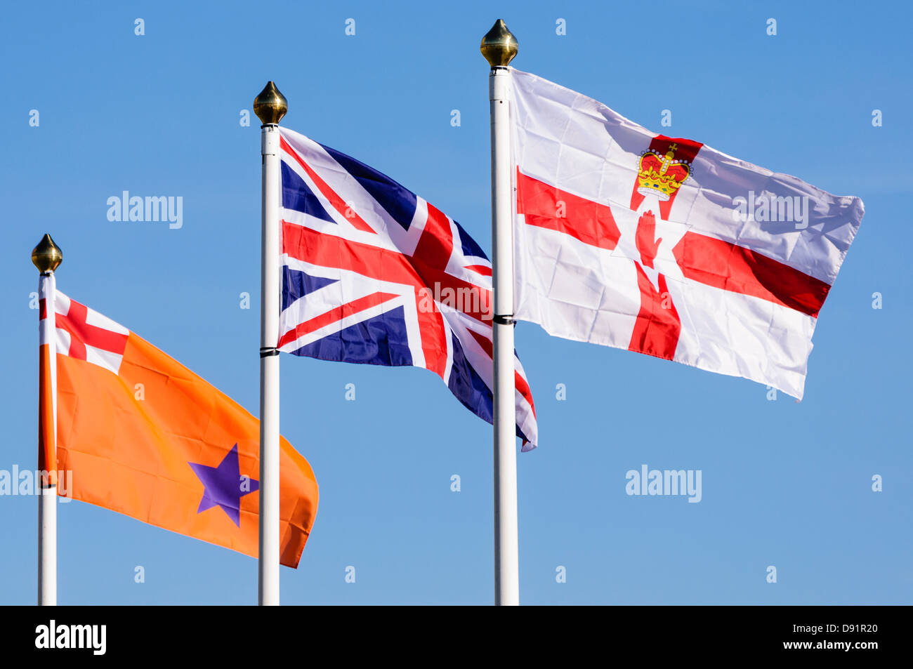 Oranier-Orden Flagge, Fahne & Nationalflagge des [verstorben] Nordirland Parlaments (gemeinhin als die Ulster Fahne) Stockfoto