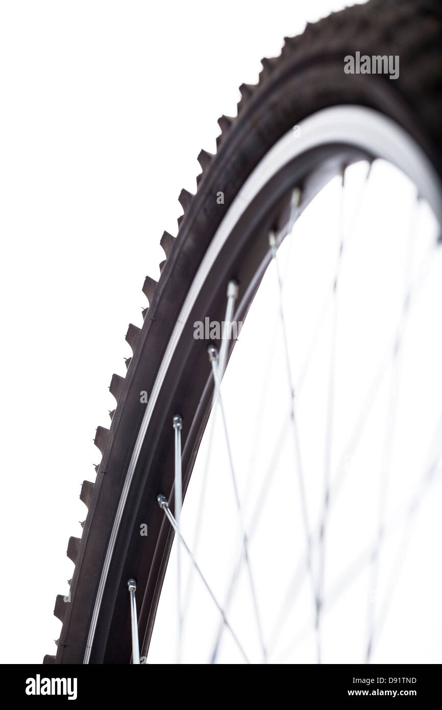 Detail des Fahrrad-Rad, isoliert auf weißem Hintergrund Stockfoto
