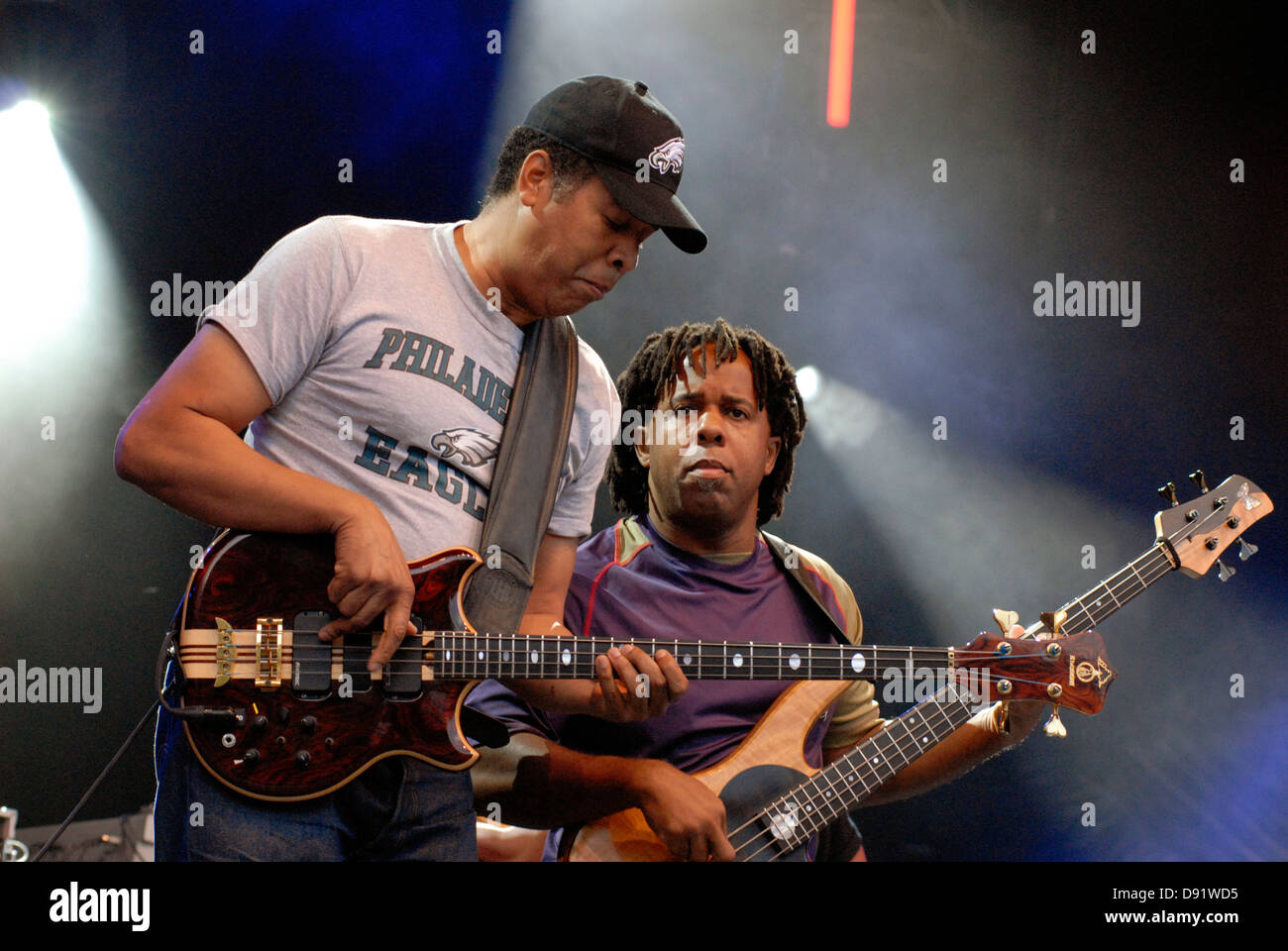 SMV – Stanley-Miller-Wooten – amerikanische E-Bass-Supergruppe auf der Bühne des Stockholm Jazz Festivals Stockfoto