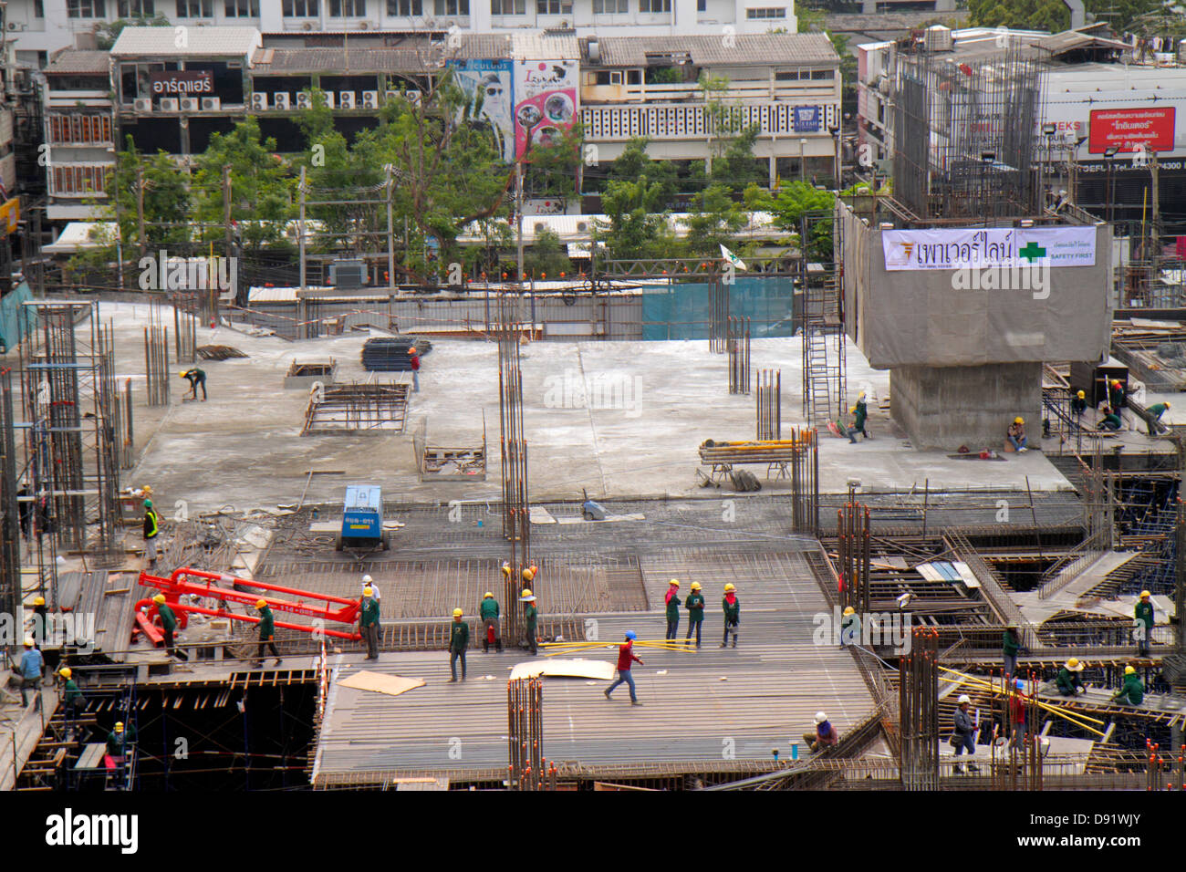 Bangkok Thailand, Thai, Pathum Wan, Phaya Thai Station, Bangkok Mass Transit System, BTS Skytrain, öffentliche Verkehrsmittel, Plattform, Aussicht, unter neuer Konstruktion Stockfoto