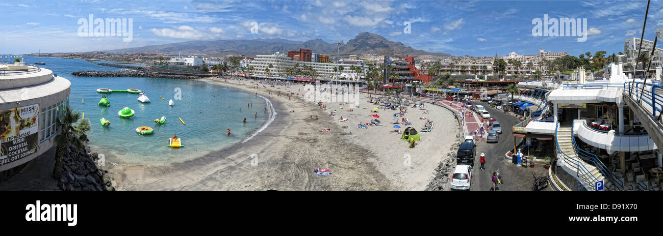 Panorama der Strand von Puerto Colon, in der Nähe von La Pinta Strand von Playa Las Americas und Costa Adeje, Teneriffa-Süd Stockfoto