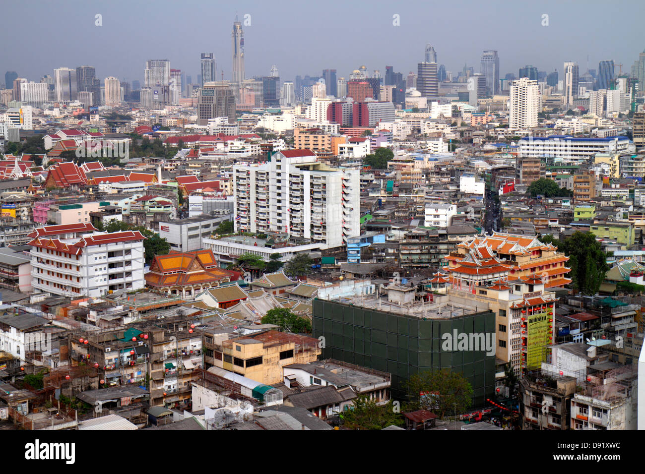 Bangkok Thailand, Thai, Samphanthawong, Chinatown, Luftaufnahme von oben, Aussicht, Gebäude, Stadt, Skyline der Stadt, Thai130209108 Stockfoto