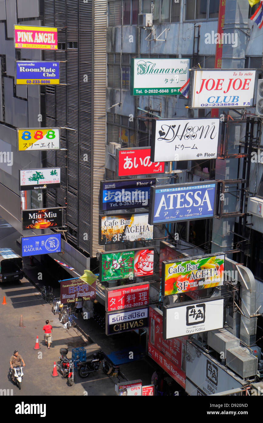 Bangkok Thailand, Thai, Silom, Rama IV Road, Schilder, Skywalk, Aussicht, Luftaufnahme von oben, Thai130212007 Stockfoto