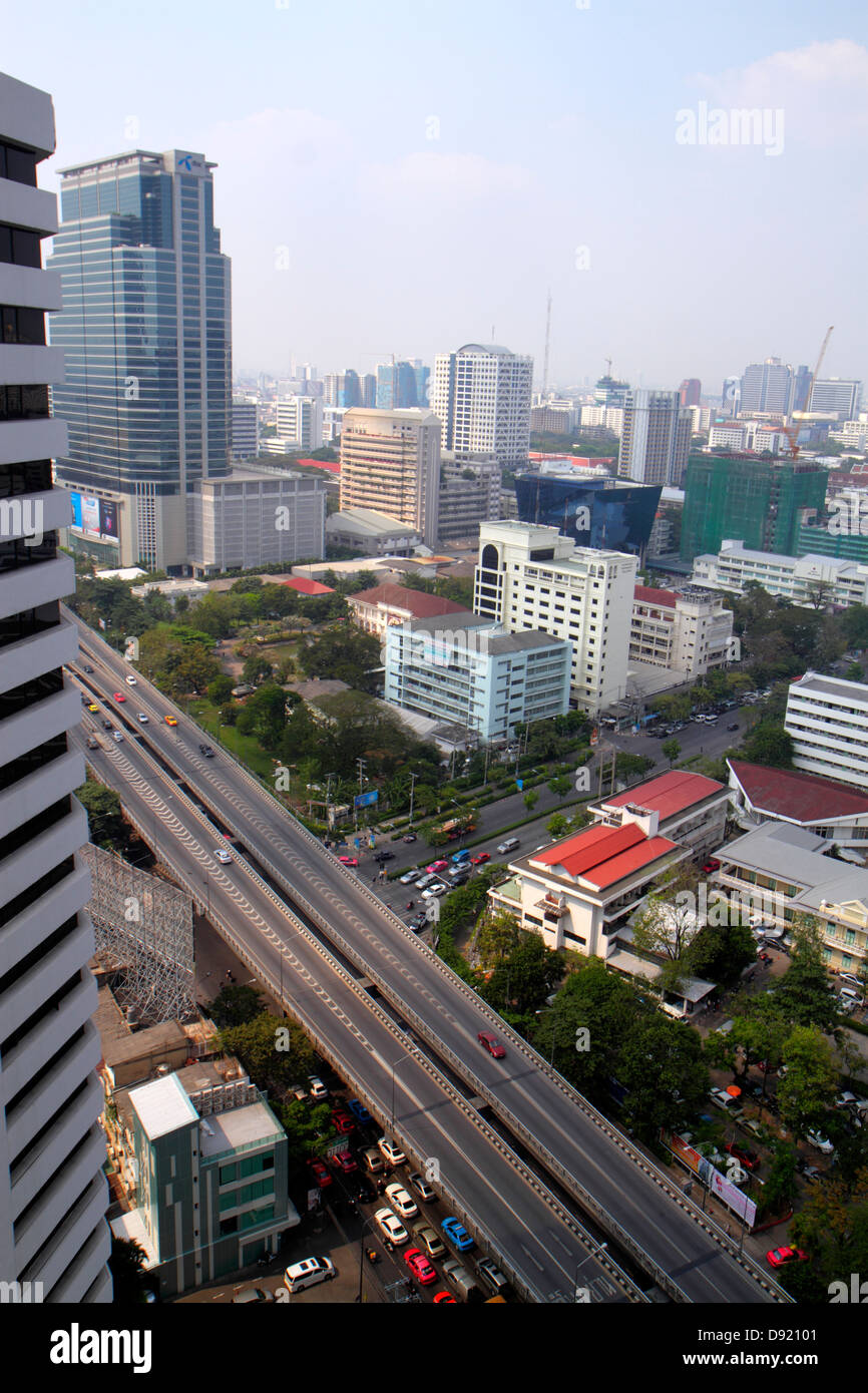 Bangkok Thailand, Thai, Silom, Rama IV Road, Luftaufnahme von oben, Aussicht, Skyline der Stadt, Gebäude, Stadt, Besucher reisen Reise nach Stockfoto