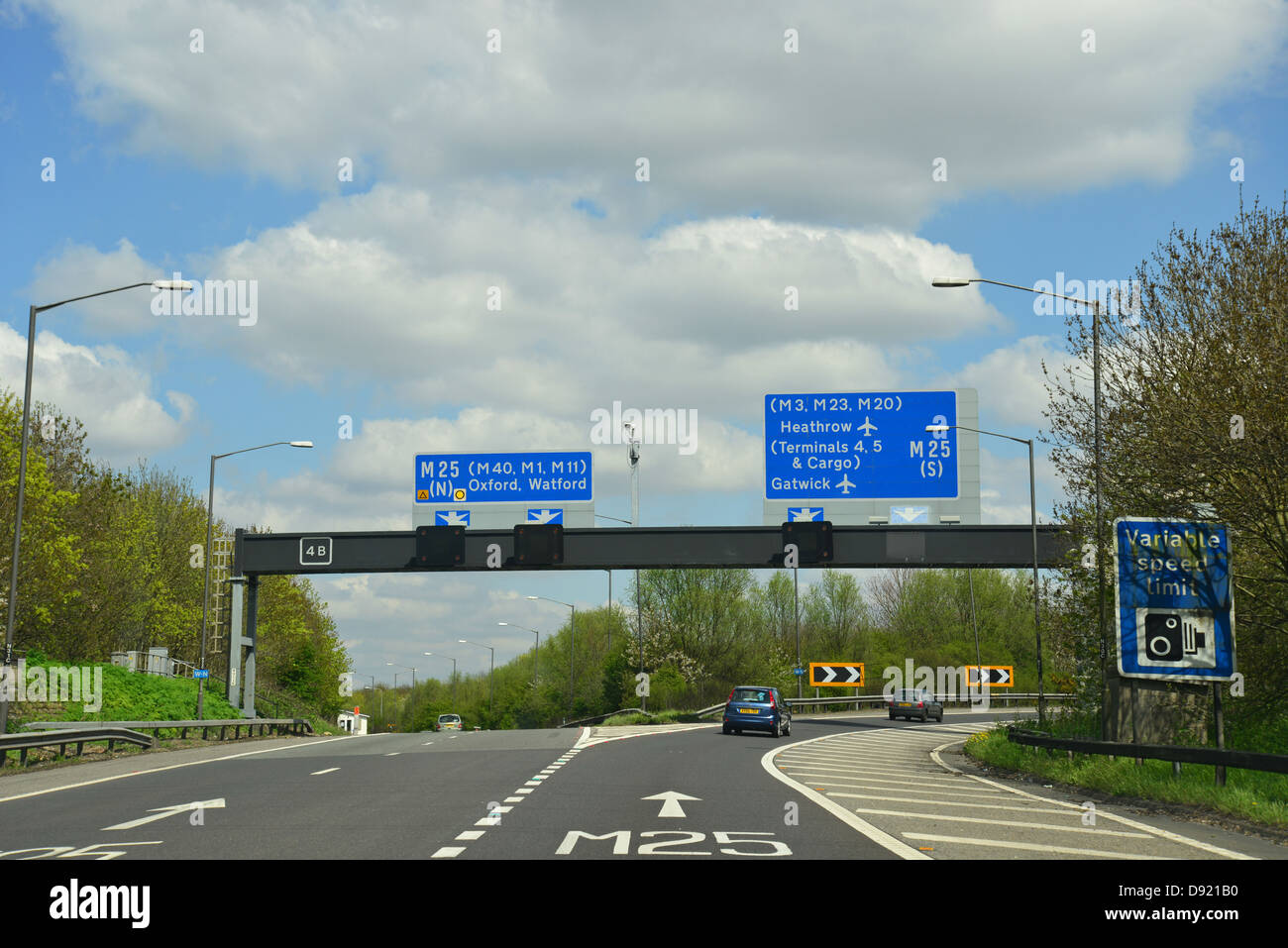 M4 Ausfahrt 4, M25 Autobahn, Berkshire, England, Vereinigtes Königreich Stockfoto