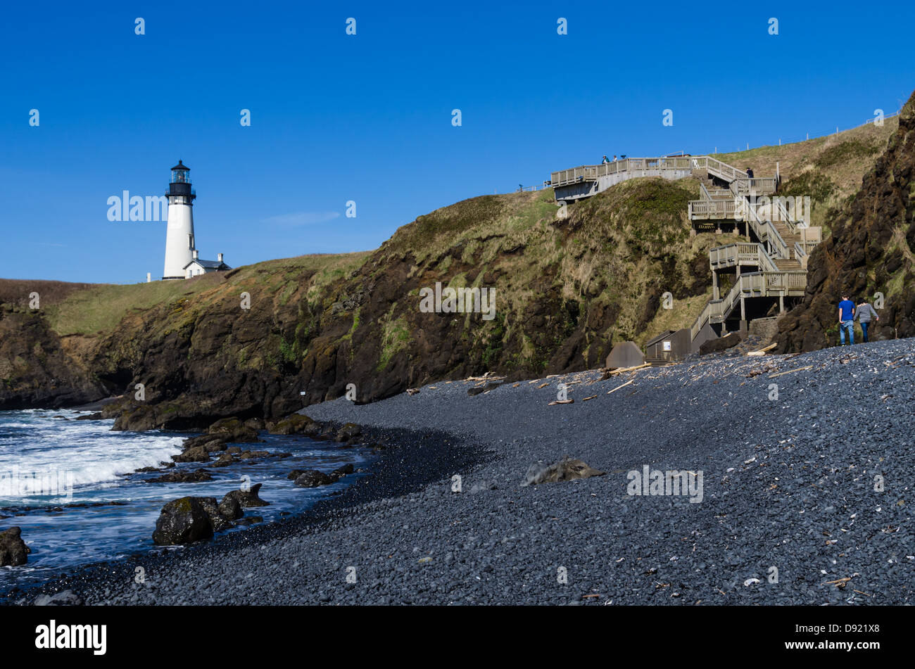 Newport Oregon USA. Yaquina Head Leuchtturm Yaquina Head herausragende Naturlandschaft inmitten Stockfoto