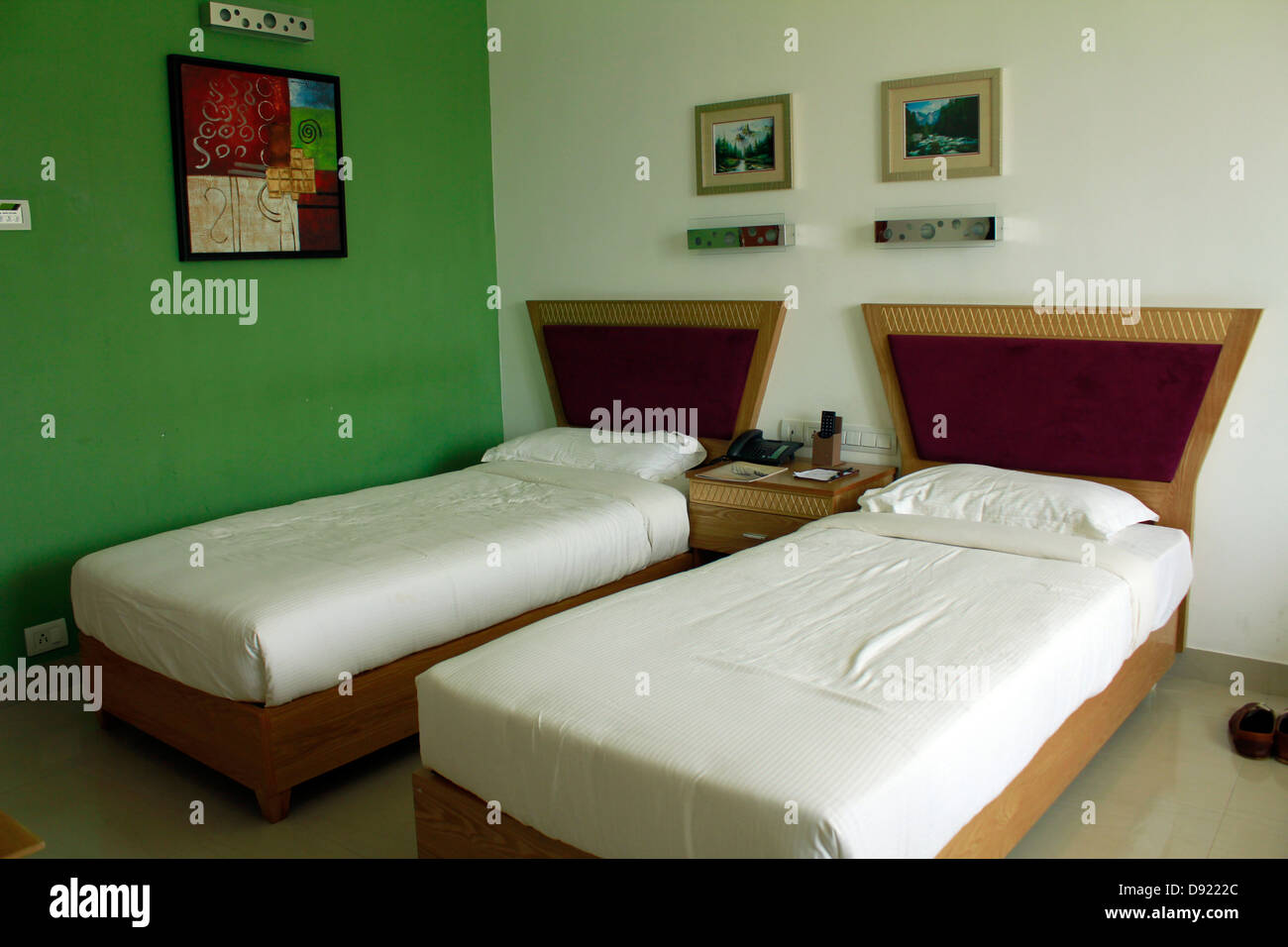 Hotel Zimmer Einrichtung in Indien Stockfoto