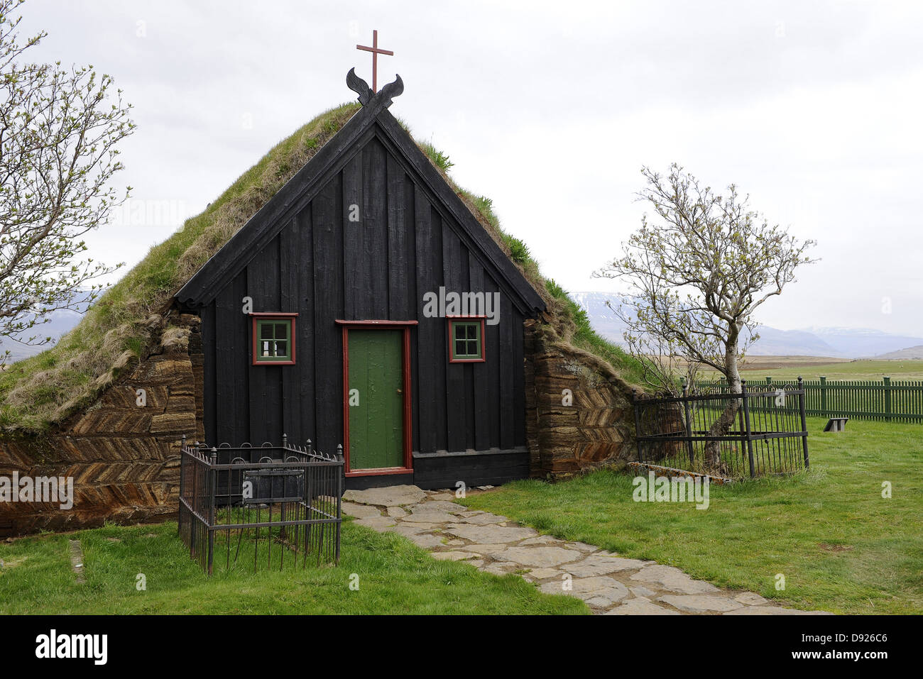 Torf Kirche Viðimýri, North Island, Island Stockfoto