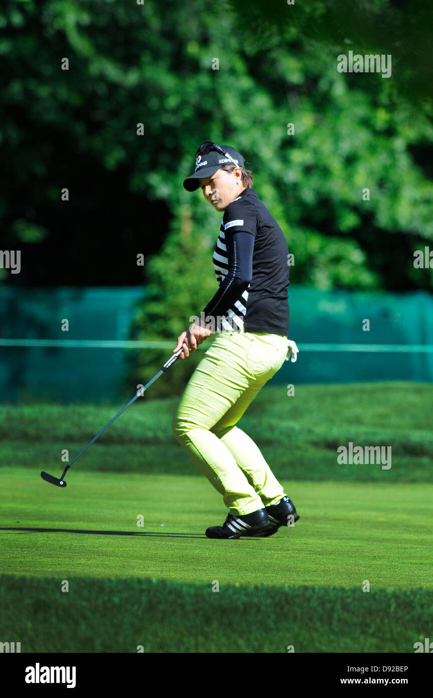 9. Juni 2013 - Pittsford, NY, Vereinigte Staaten von Amerika - 9. Juni 2013: Se Ri Pak aus Südkorea reagiert auf fehlt einen Putt am 8. Loch während der dritten Runde die Wegmans LPGA Championship 2013 in Pittsford, NY. Bildnachweis: Cal Sport Media/Alamy Live-Nachrichten Stockfoto