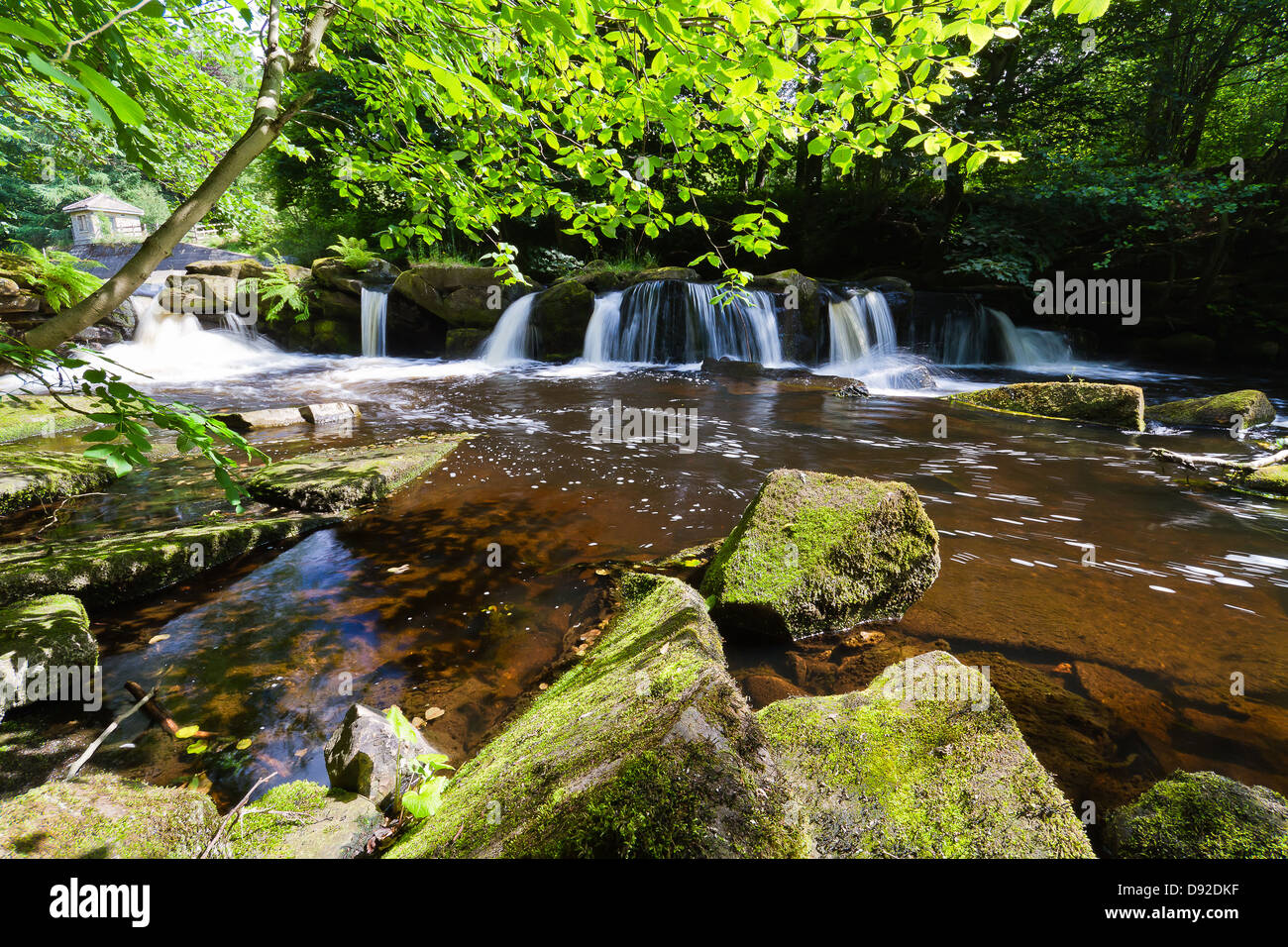 Bachbett unter Ladybower Vorratsbehälter Stockfoto