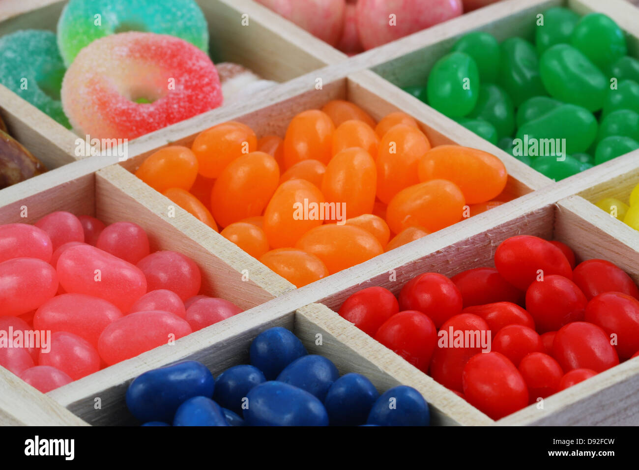 Bunte Obst Süßigkeiten, Nahaufnahme Stockfoto