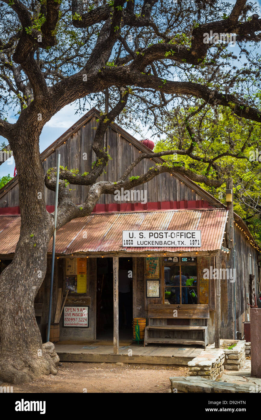 Kultige Americana, das Postamt Luckenbach in Zentral-Texas Stockfoto