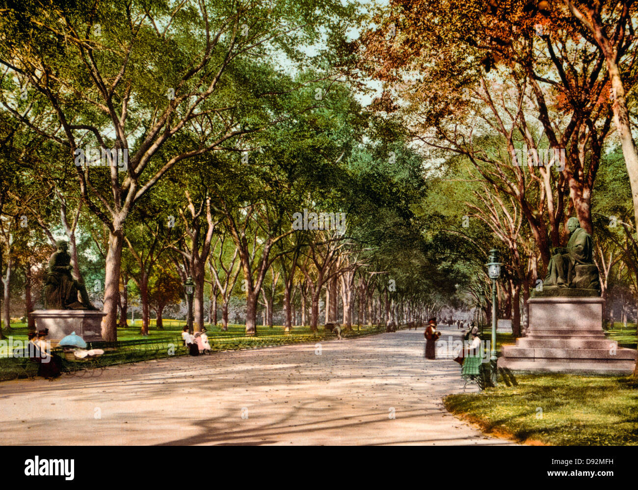 Unteren Ende der Mall, Central Park, New York City, ca. 1901 Stockfoto