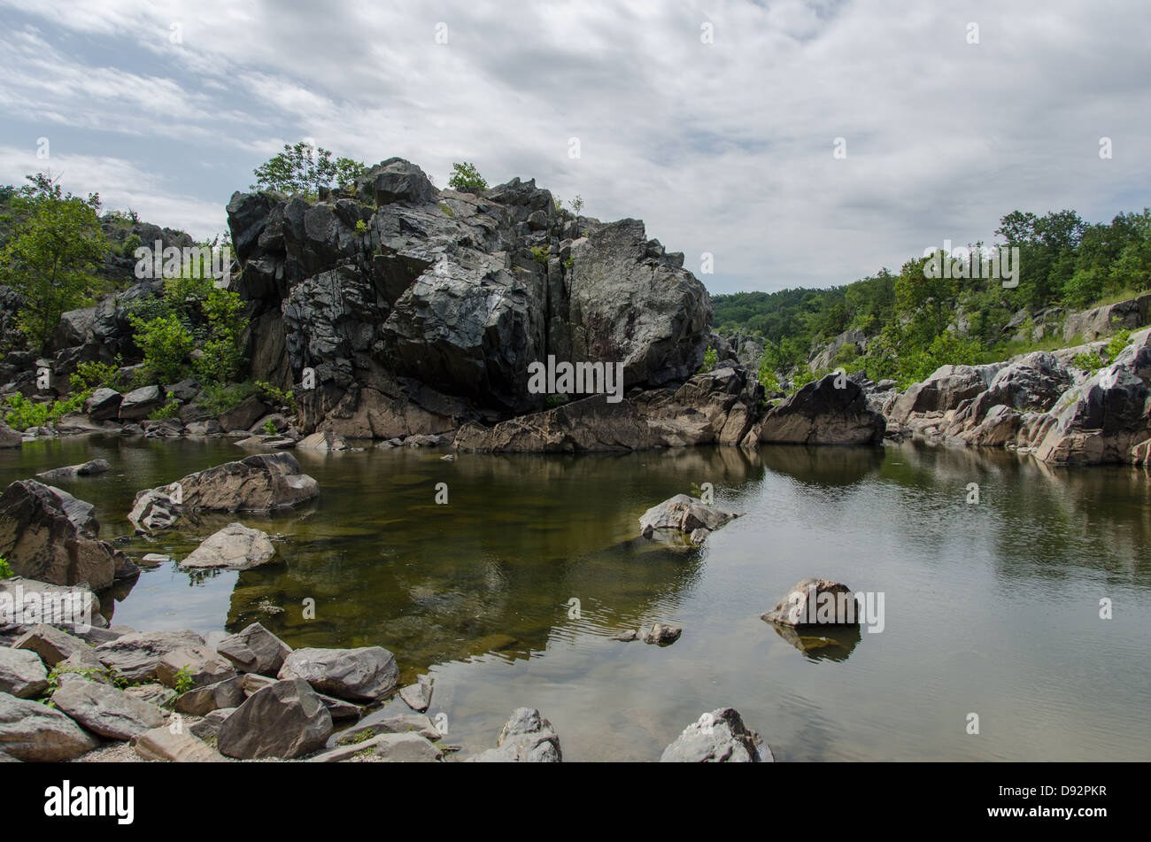 Felsen rund um Great Falls National Park in Virginia Stockfoto