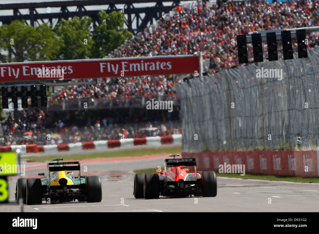 Montreal, Kanada. 9. Juni 2013. Motorsport: FIA Formula One World Championship 2013, Grand Prix von Kanada, #20 Charles Pic (FRA, Caterham F1 Team), #23 Max Chilton (GBR, Marussia F1 Team), Credit: Dpa picture-Alliance/Alamy Live News Stockfoto