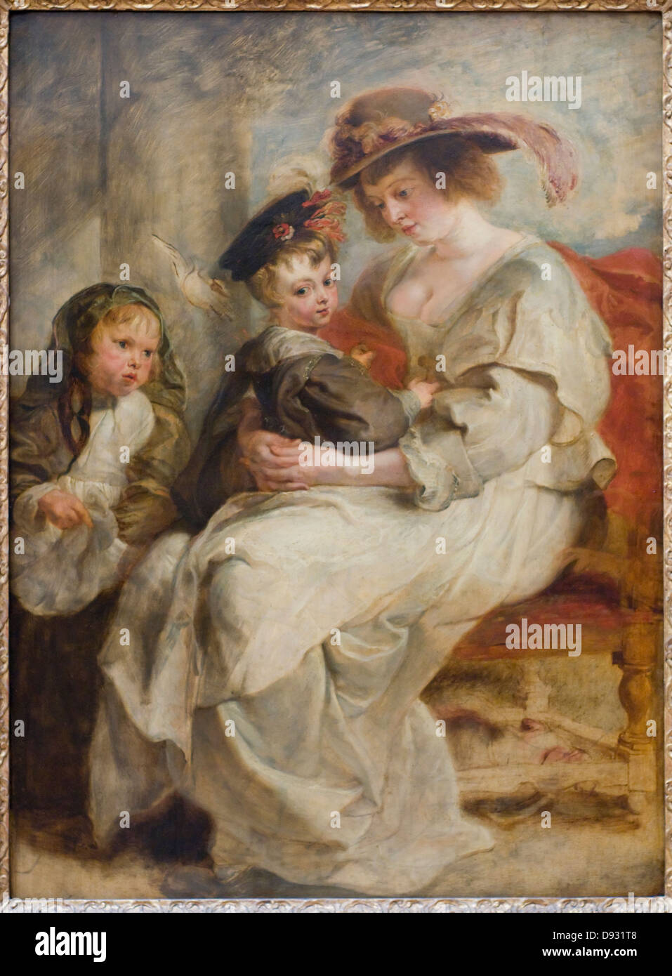 Petrus Paulus Rubens Hélène Fourment (seine Frau) und zwei ihrer Kinder XVII th CenturyParis - Louvre Museum flämischen Schule Öl Stockfoto