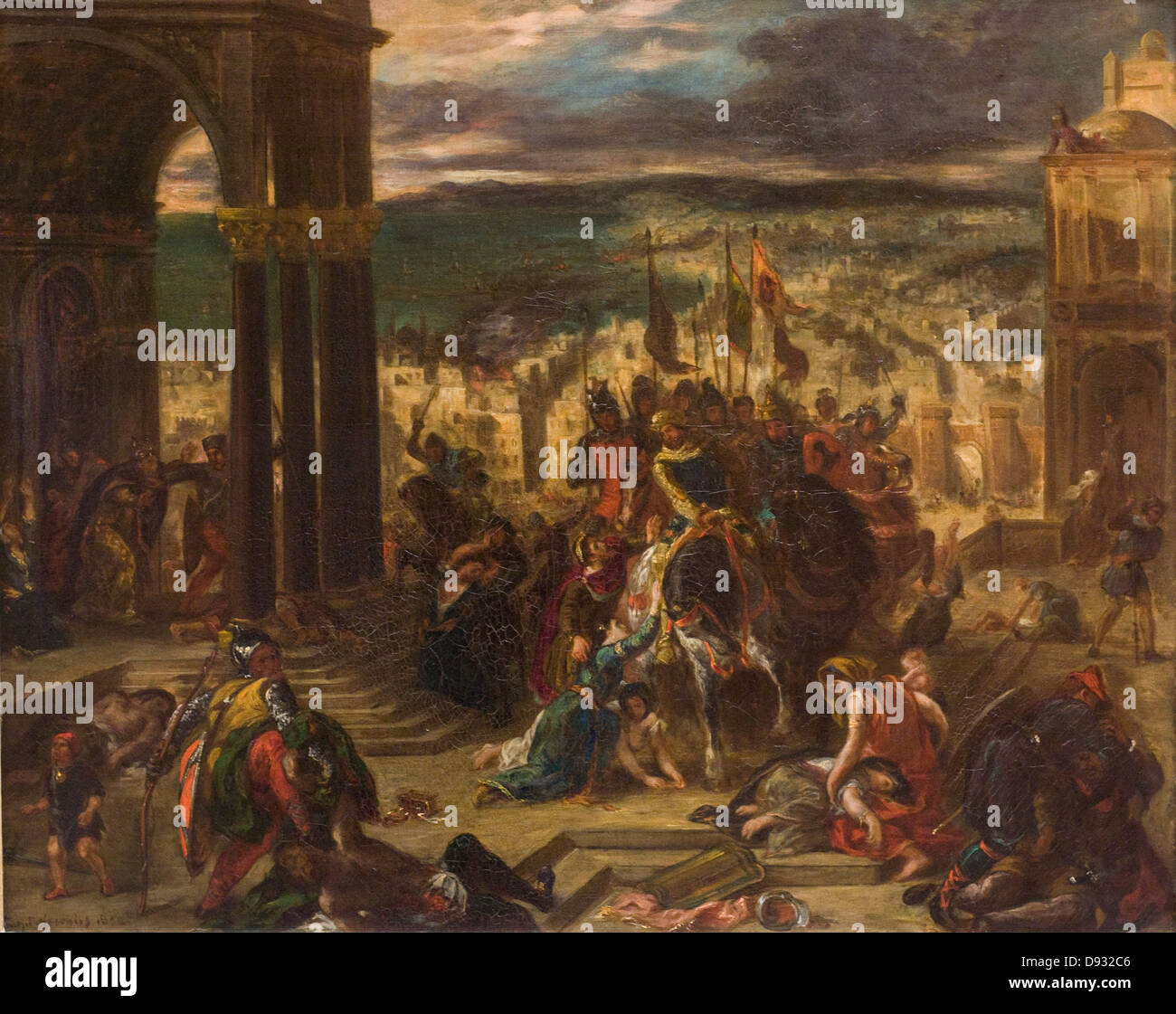 Eugène Delacroix Prise de Constantinople Par Les Croisés - Einnahme von Konstantinopel durch die Kreuzfahrer 1852 XIX Jahrhundert Stockfoto