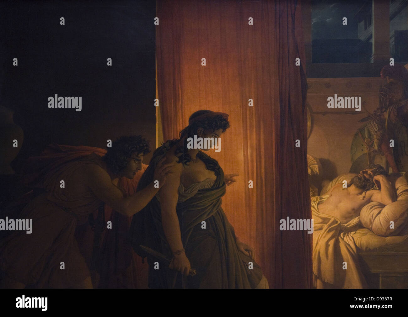 Pierre-Narcisse Guérin Clytemnestre Hésitant Avant de Frapper Agamemnon Endormi - Clytemnestre zögert vor dem Auftreffen auf deadene Stockfoto