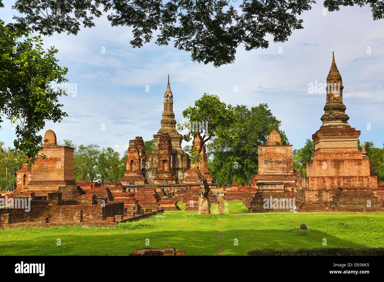 Wat Mahathat Tempel, Sukhotai Historical Park, Sukhotai, Thailand Stockfoto