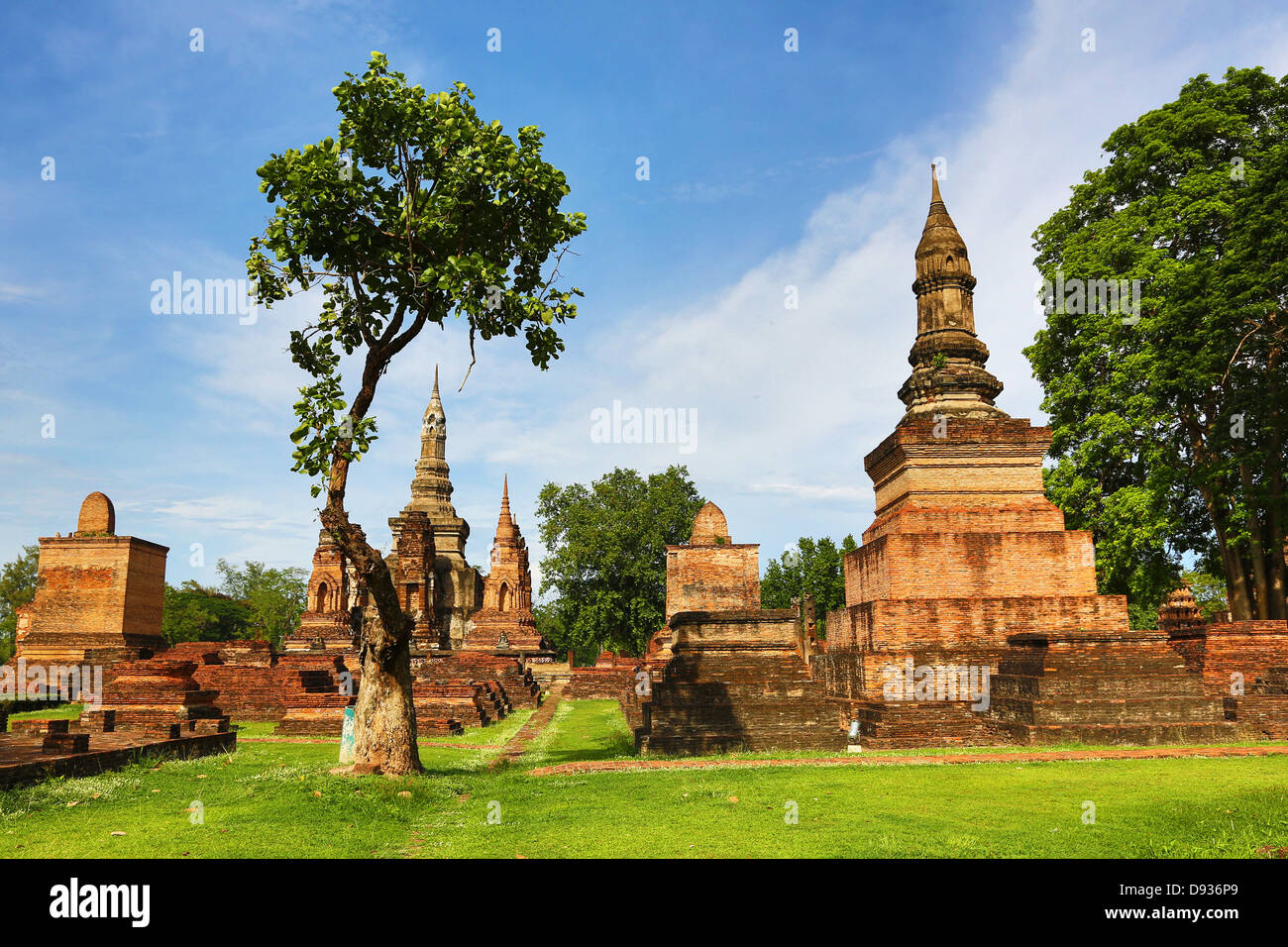 Wat Mahathat Tempel, Sukhotai Historical Park, Sukhotai, Thailand Stockfoto