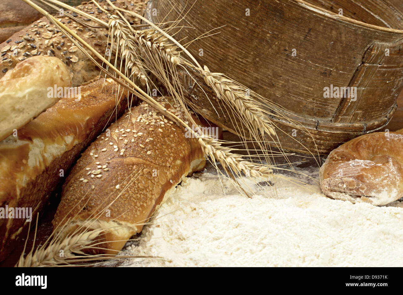 Appetitlich, aromatisch, schön, frisch und lecker Brot. Stockfoto