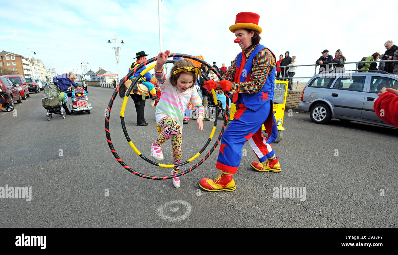Die letzten Clowns Parade fand statt in Bognor während der Jahrestagung der Clowns im Butlins statt Stockfoto