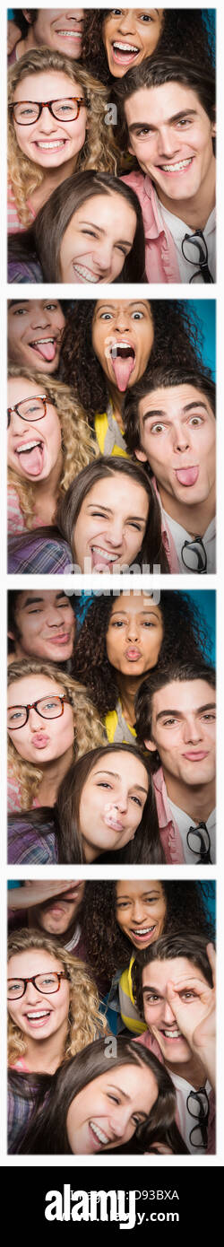 Photobooth-Streifen von Freunden zusammen posieren Stockfoto