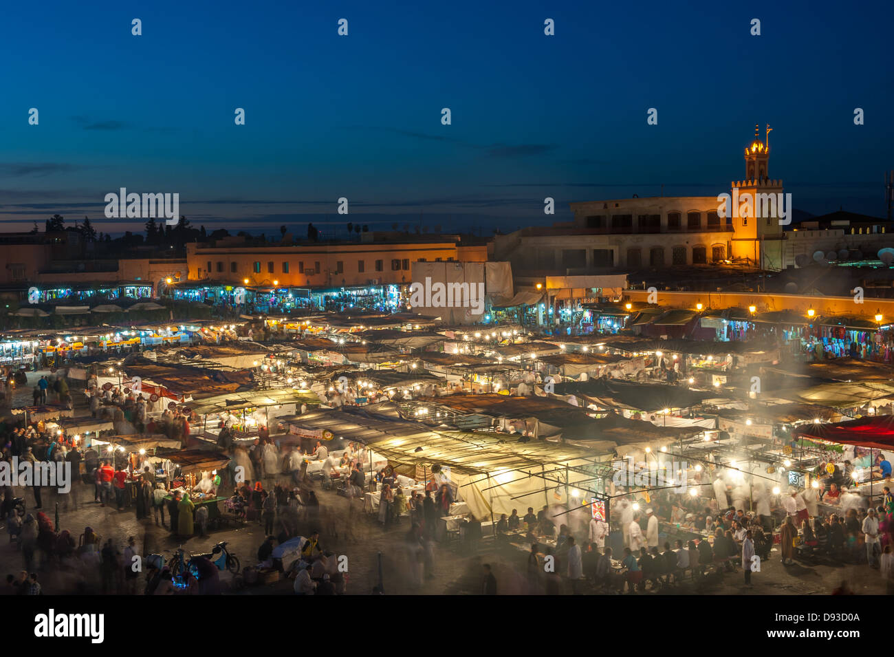 Djemaa el-Fna, Square und Markt Platz in Marrakesch, Marokko Stockfoto