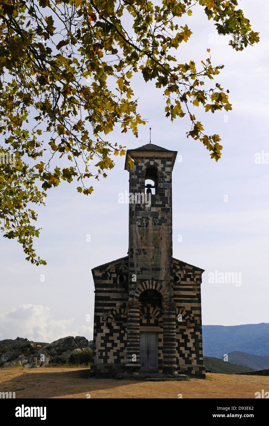 Église de San Michele de Murato, erbaut im 12. Jahrhundert, Nebbio Region Le Haut-Nebbio, Haute-Corse, Korsika, Frankreich Stockfoto