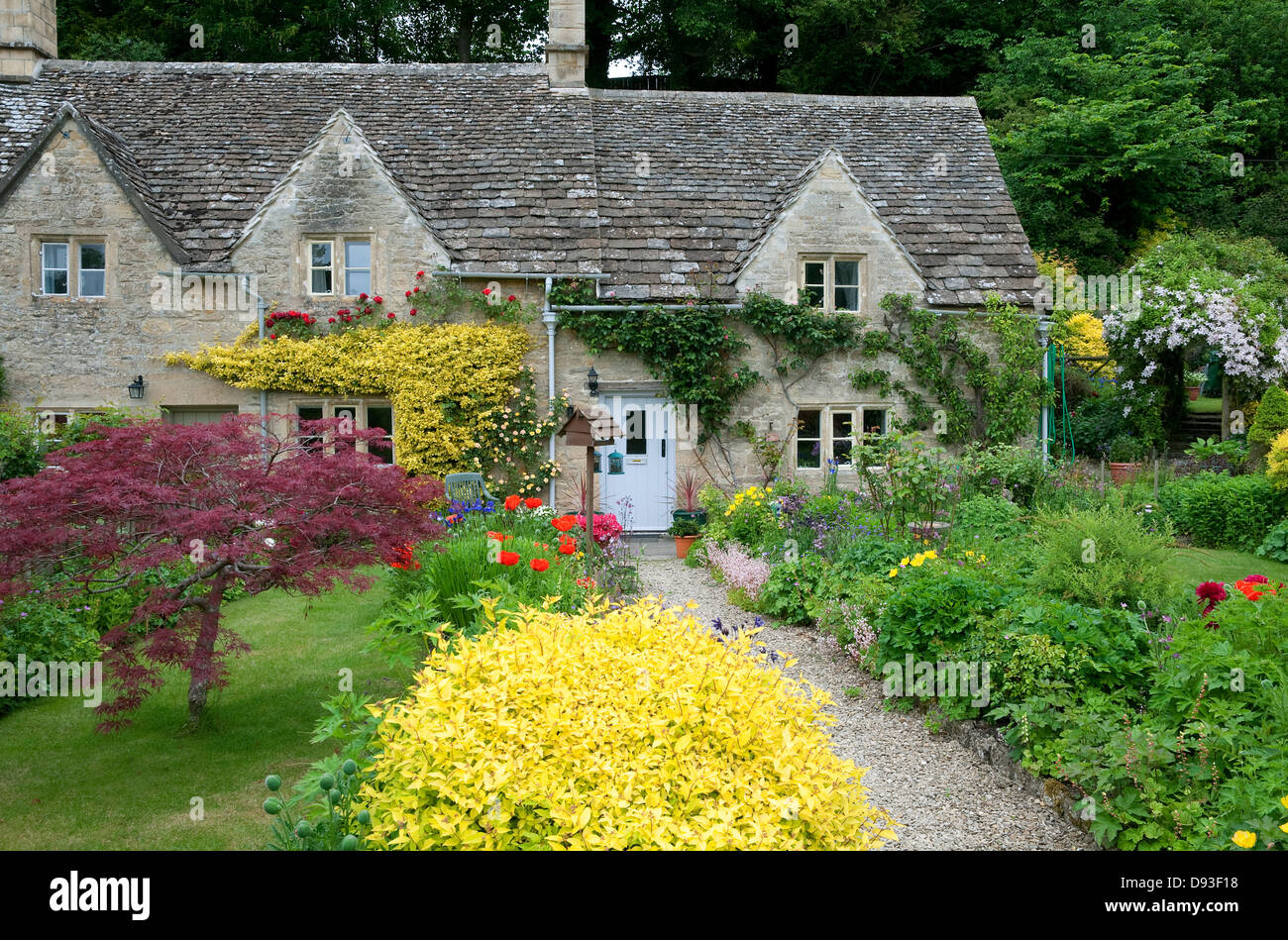 Cottage Garten, Bibury, Gloucestershire, england Stockfoto